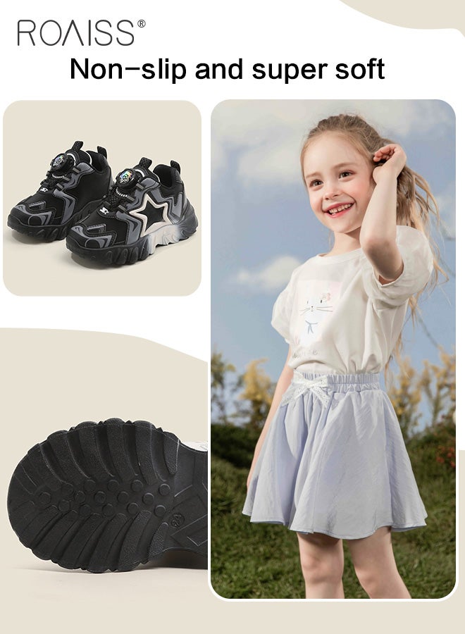 Kids Unisex Casual Sports Star Pattern Versatile Swivel Button Thick-Soled Sneakers