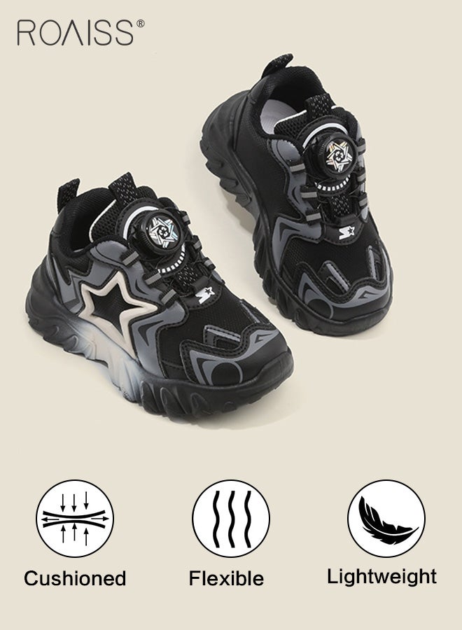 Kids Unisex Casual Sports Star Pattern Versatile Swivel Button Thick-Soled Sneakers