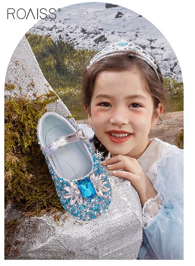 Girls Glitter Bowknot Dress Shoes, Low Heel Princess Party Wedding Shoes For Toddlers Kids Children