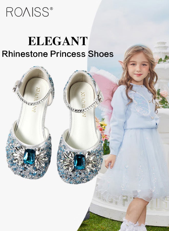 Girls Sandals Rhinestones Sequins Closed Toe Crystal Shoes Princess Shoes Bow Wedding Dress Shoes Toddler Girl Sandal