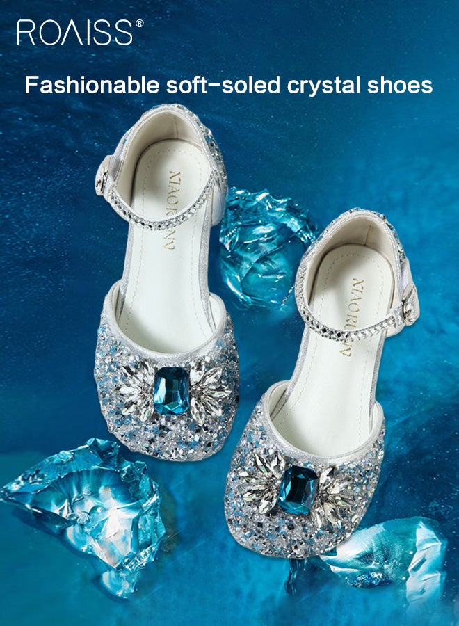 Girls Sandals Rhinestones Sequins Closed Toe Crystal Shoes Princess Shoes Bow Wedding Dress Shoes Toddler Girl Sandal