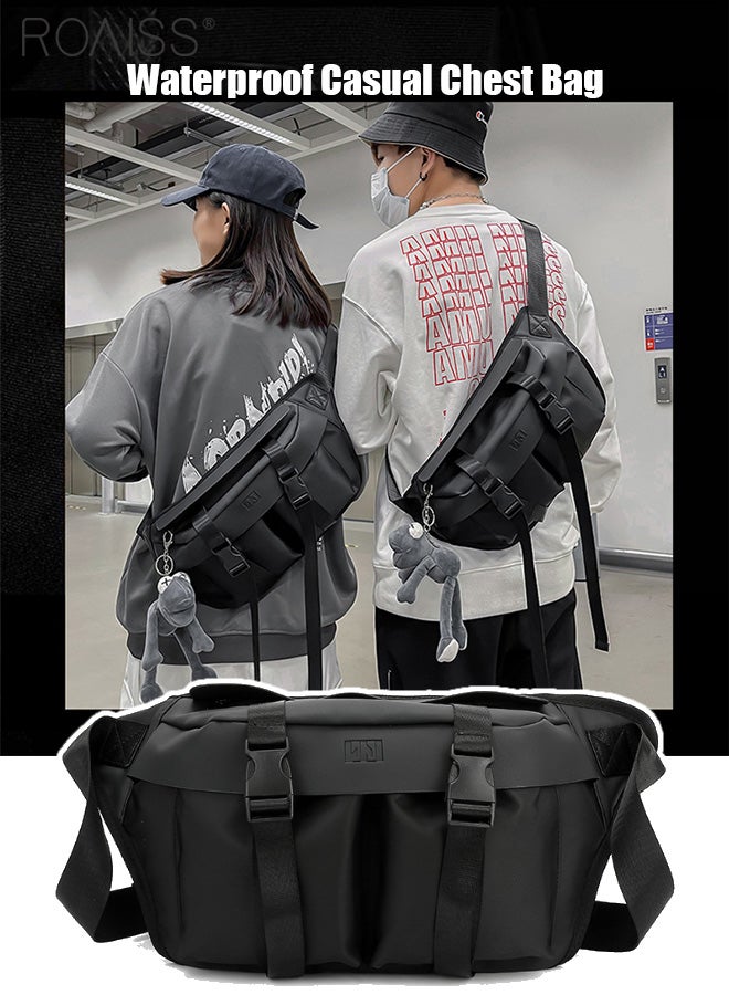 Waterproof Sports Chest Bag For Men And Women Daily Outdoor Sports Commuting Shoulder Bag Adjustable Shoulder Strap Fashionable Casual Waist Bag