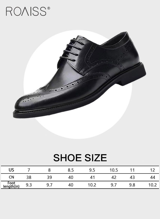 Business Classic Brogue Leather Shoes For Men'S Professional Formal Occasions Carved Drawstring Straps Pointed Toe Waterproof Leather Shoes