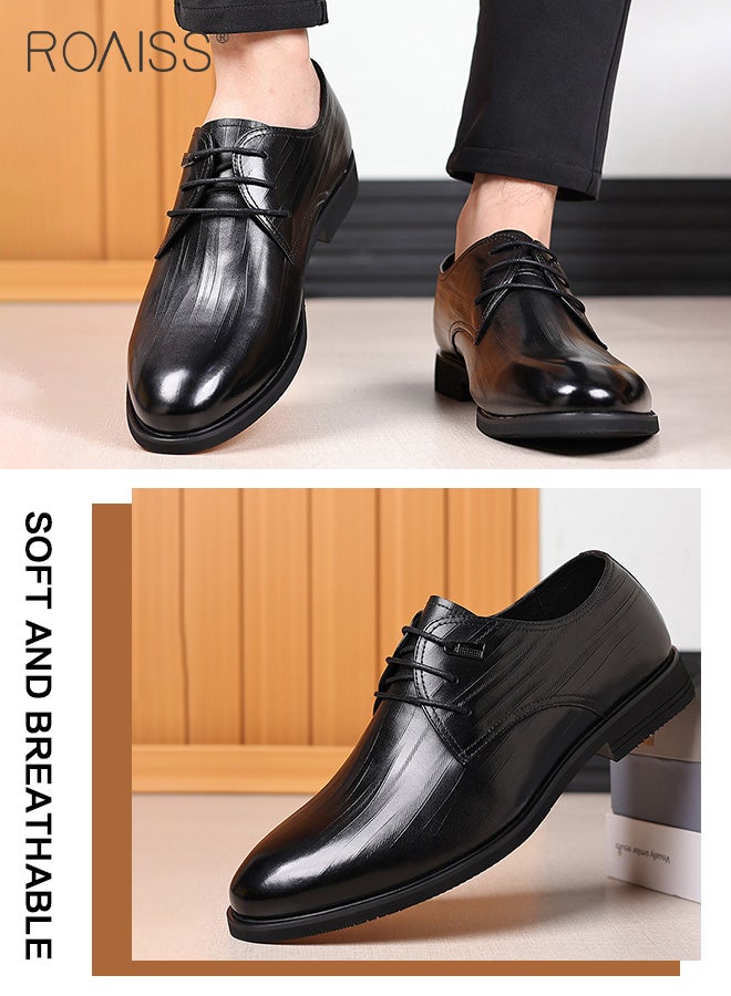 Business Formal Leather Shoes Men'S Professional Formal Occasion British Shoes Waterproof Leather Pointed Toe Drawstring Buckle Shallow Shoes