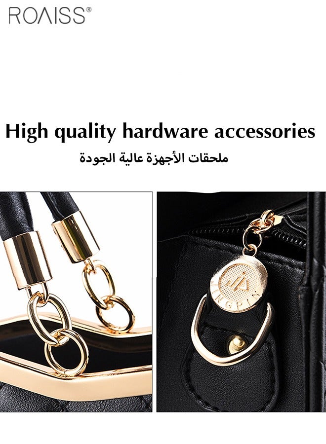 Women's Lingge Pu Leather Handbag Fashion Accessory Shoulder Bag Multi Pocket Zipper Open And Close Shoulder Bag
