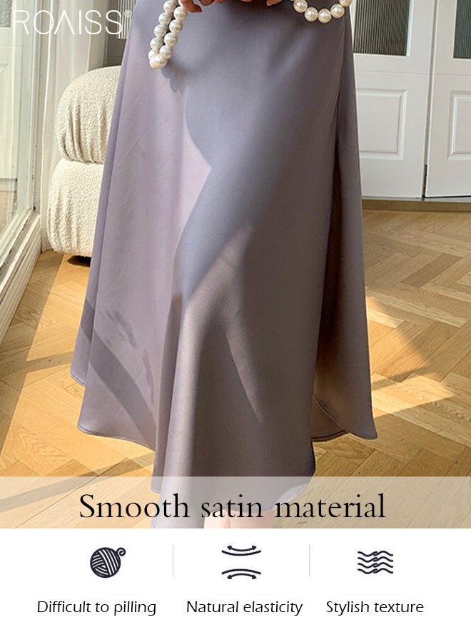 Fashionable Satin Suspender Dress For Women'S Daily Commuting Vacation Chest Pleated Large Skirt Adjustable Shoulder Strap Dress