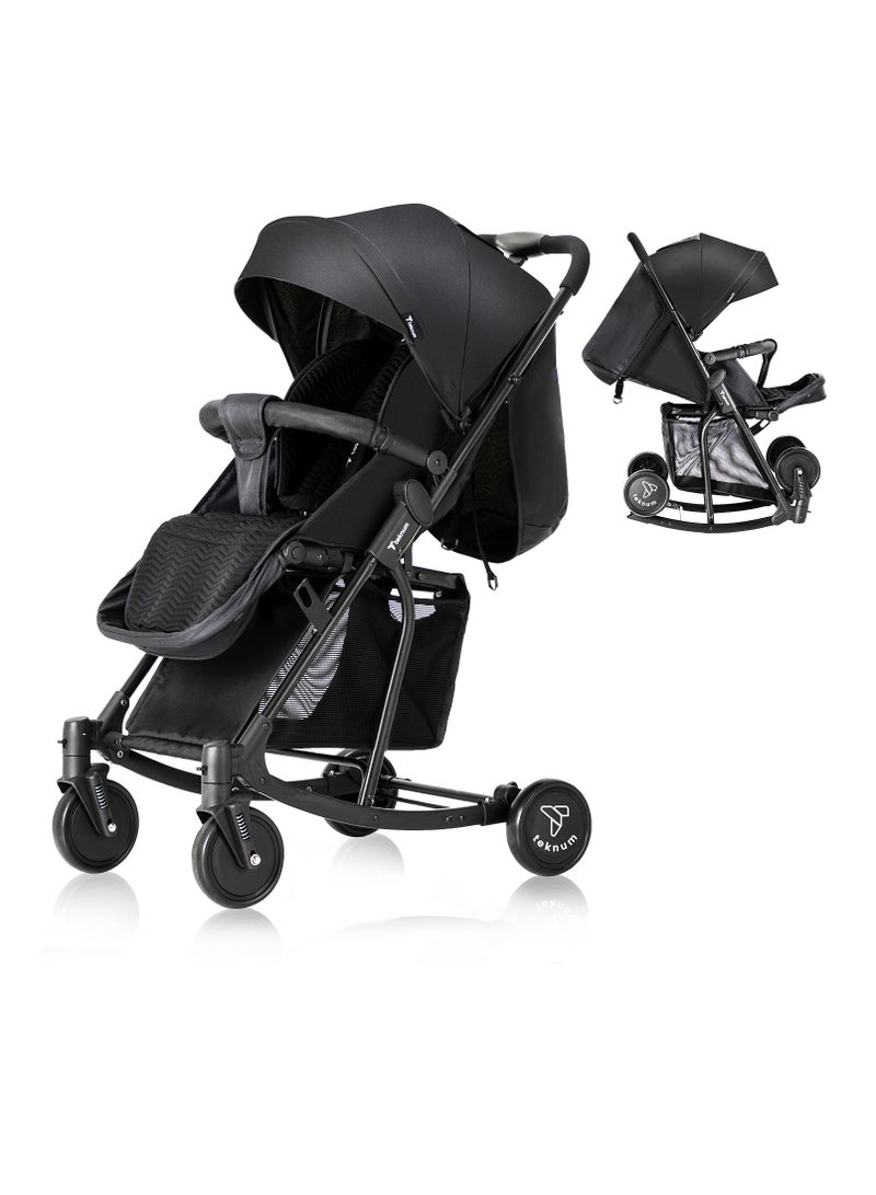 Teknum Stroller With Rocker with Blue Fashion Diaper tote Bag- Black