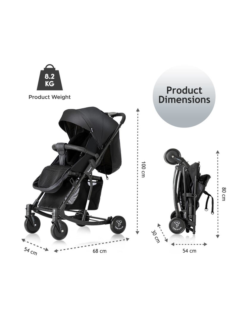 Teknum Stroller With Rocker with Blue Fashion Diaper tote Bag- Black