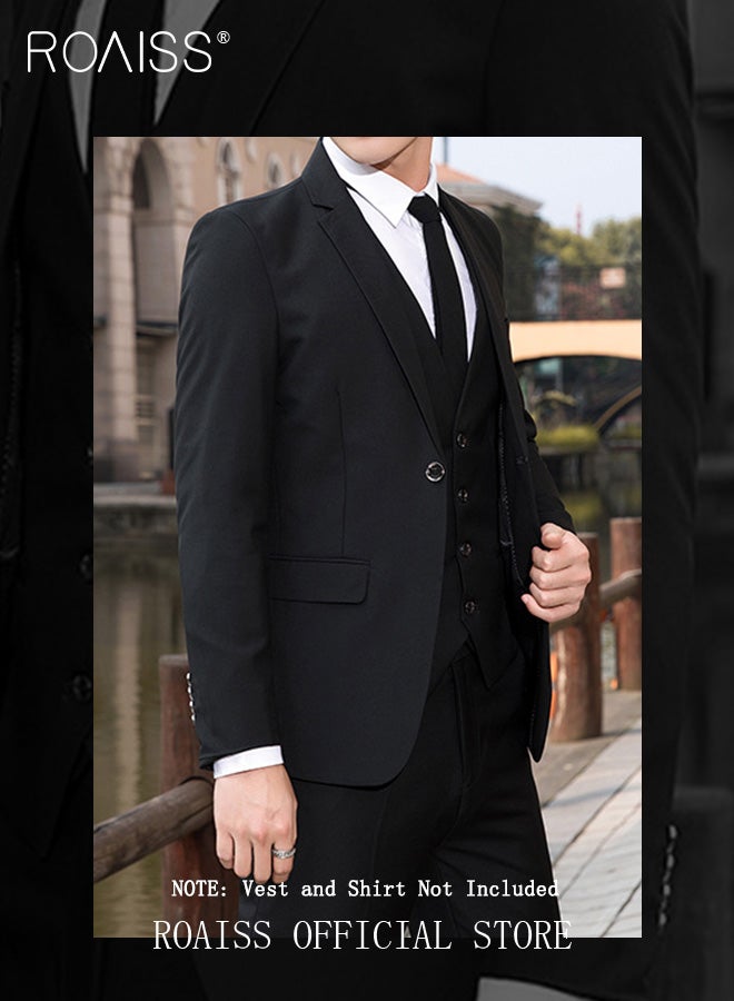 Men's Slim Fit Suit Set, One Button Solid Blazer Jacket and Pants Business Wedding Party Pantsuit