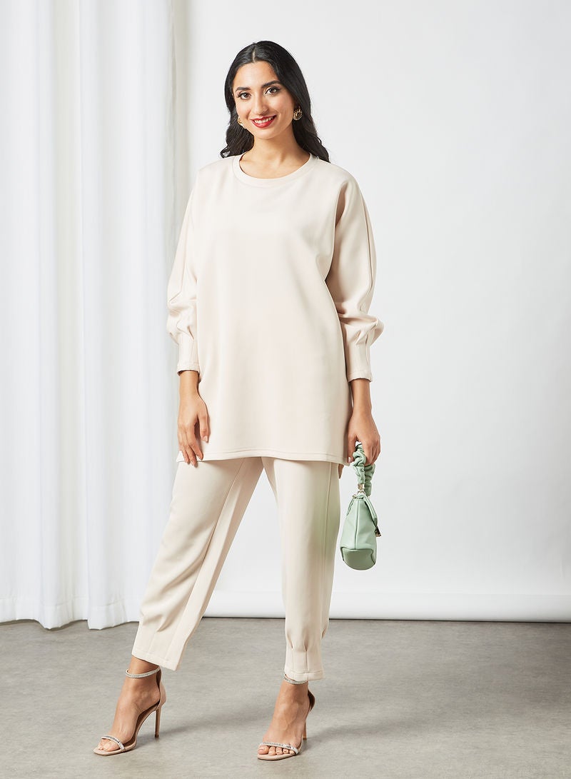 Round Neck Modest Top Nude