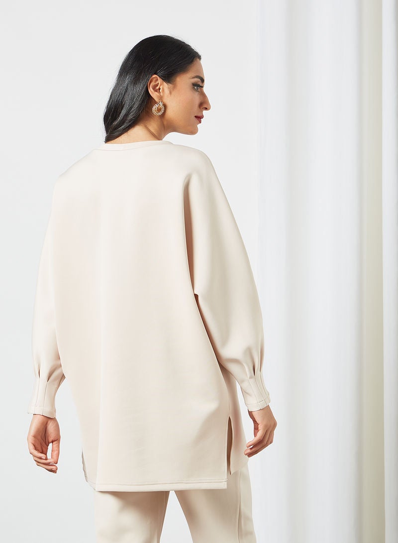 Round Neck Modest Top Nude