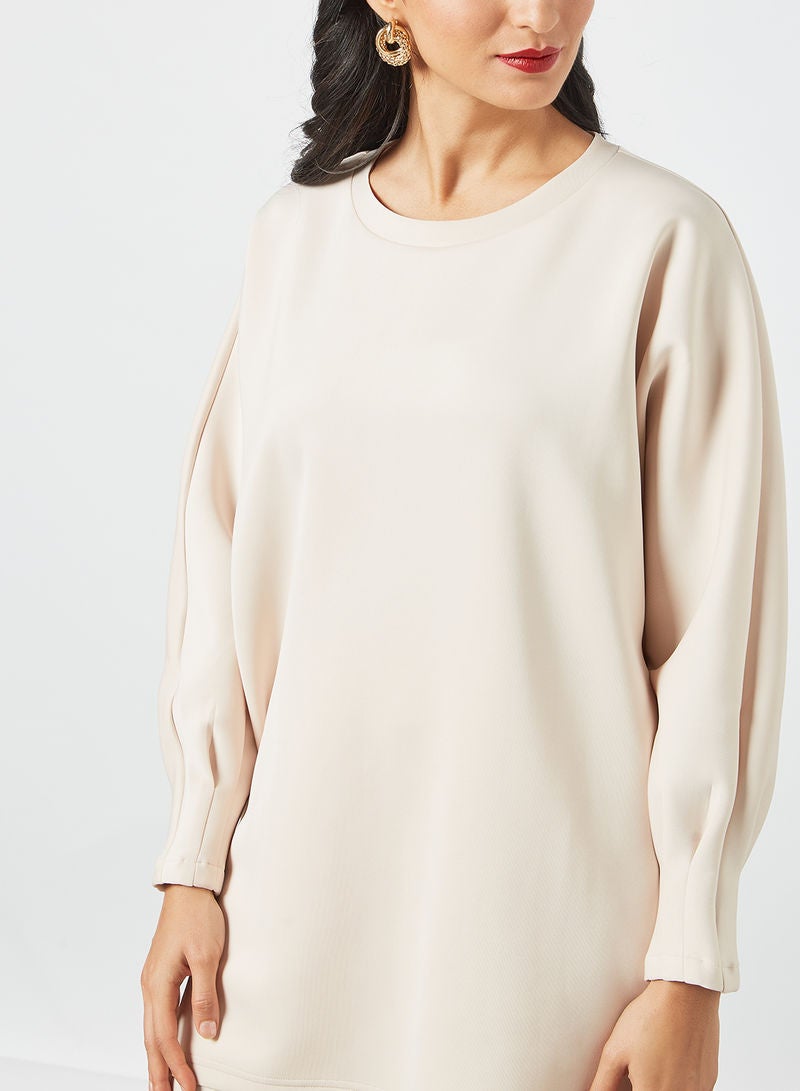 Round Neck Modest Top Nude