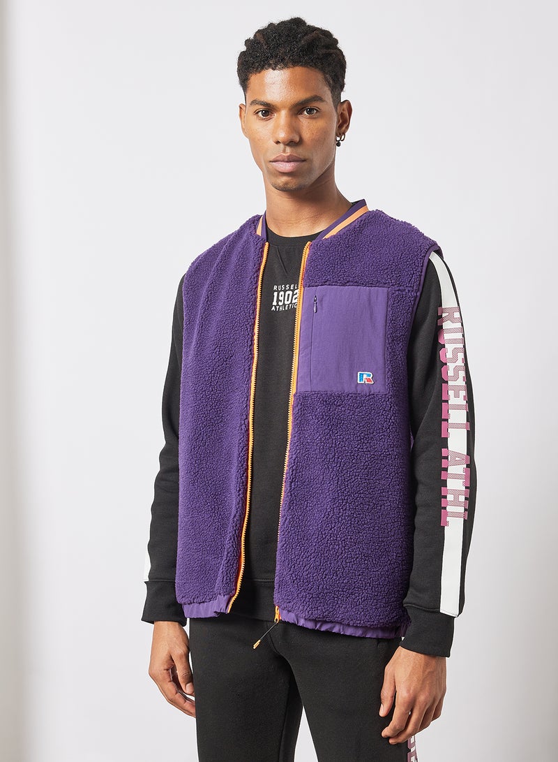 Kelsy Zip Thru Sherpa Gilet Purple