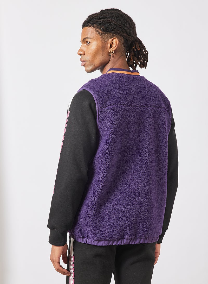 Kelsy Zip Thru Sherpa Gilet Purple