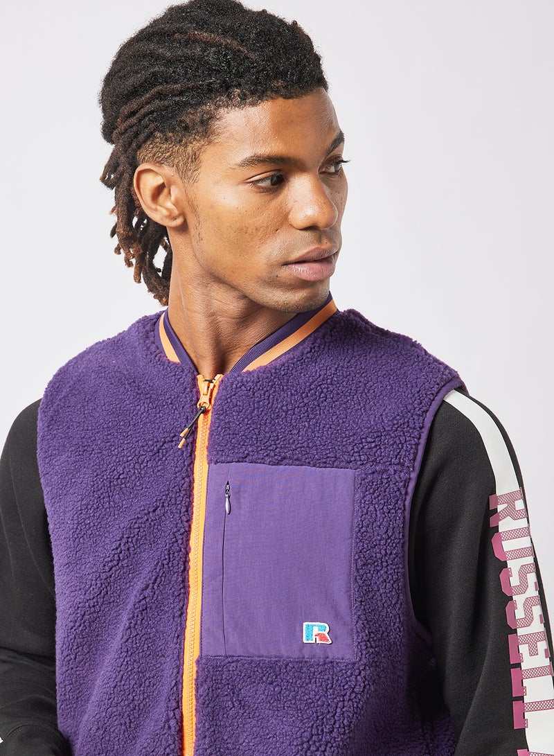 Kelsy Zip Thru Sherpa Gilet Purple