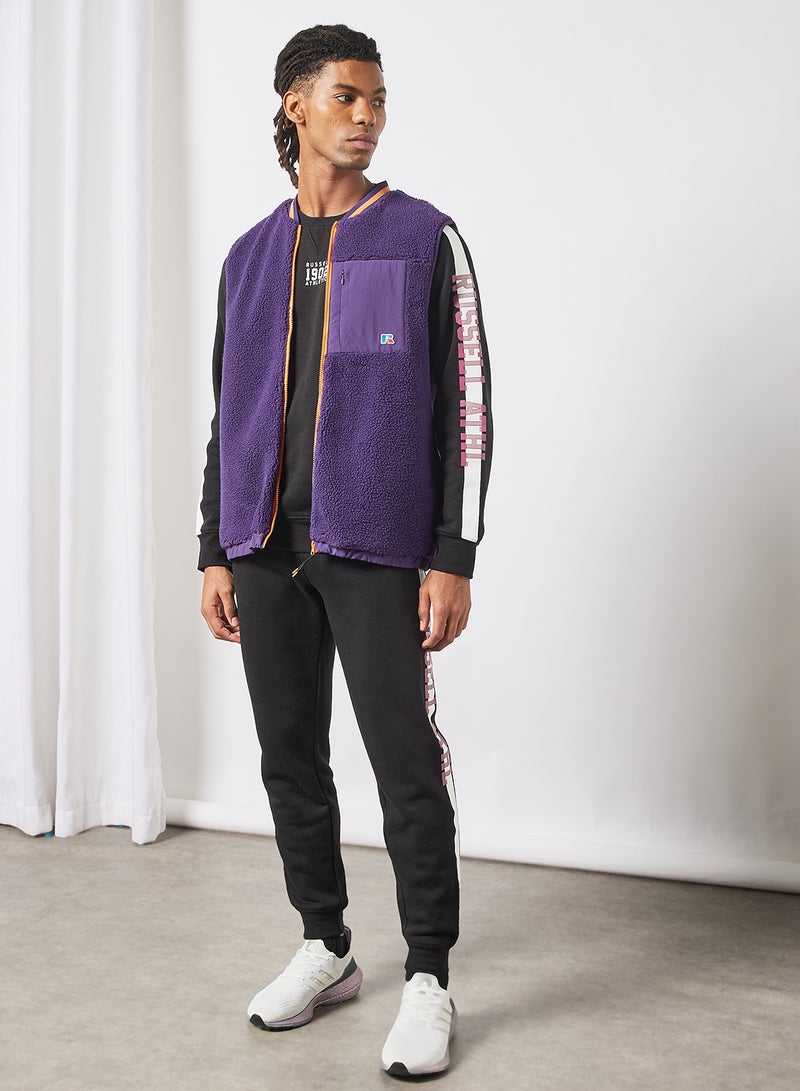 Kelsy Zip Thru Sherpa Gilet Purple