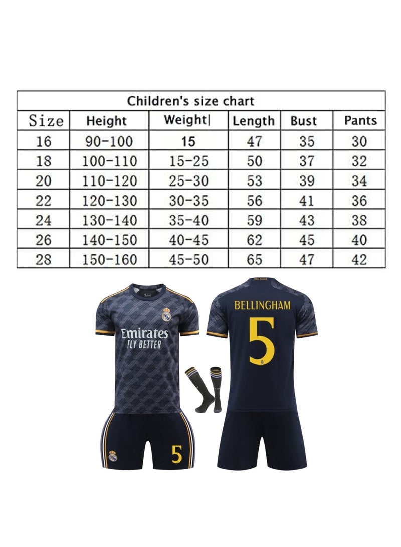 Real Madrid Bellingham No. 5 Football Jerseys Kids Soccer Shirt Sportswear Suit