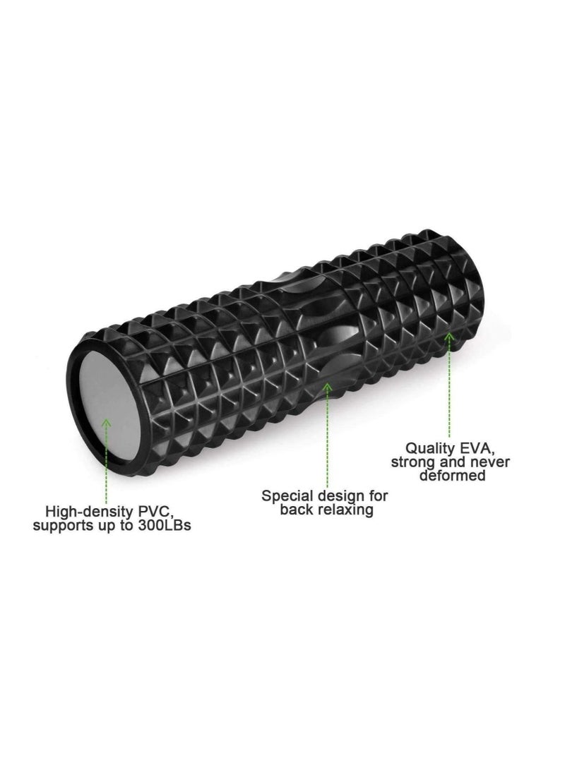 5-In-1 Large Size Foam Roller Kit with Muscle Roller Stick and Massage Balls for Physical Therapy Pain Relief Myofascial Release Balance Exercise