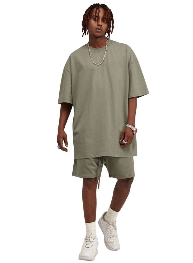 Men's Casual Oversize Crew Neck T-shirt and Short Set