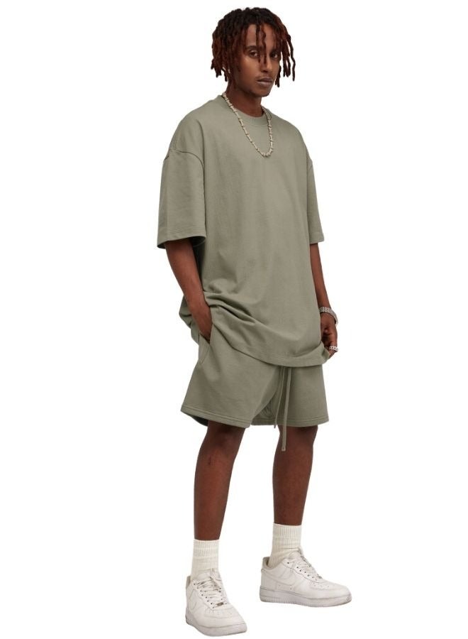 Men's Casual Oversize Crew Neck T-shirt and Short Set