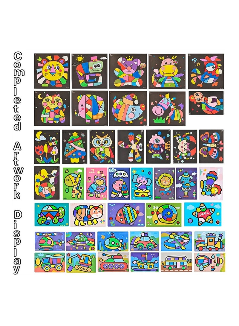 Sand Art Kits for Kids, SYOSI 24 Bottles Colored 41 Sheets Painting Cards, Kit Kids' Kits, Boys Girls DIY Arts and Crafts