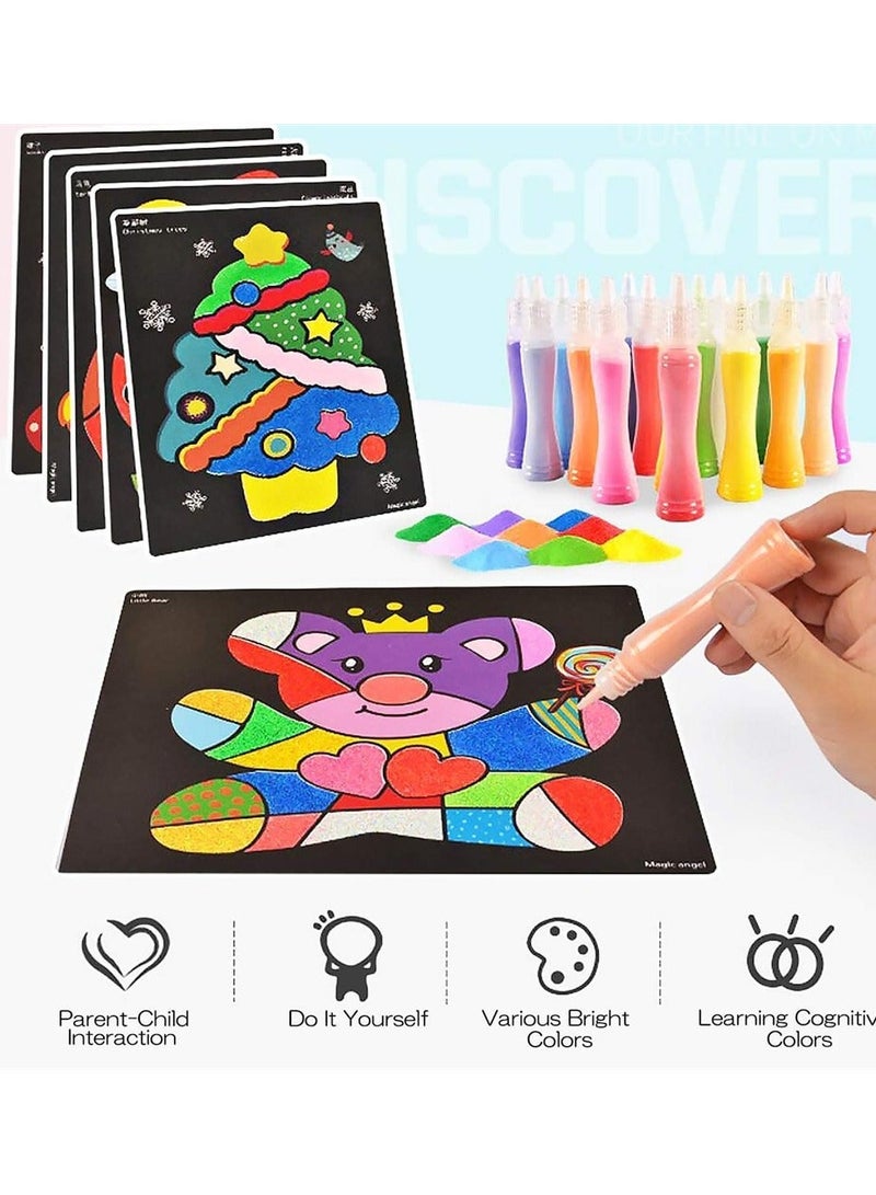 Sand Art Kits for Kids, SYOSI 24 Bottles Colored 41 Sheets Painting Cards, Kit Kids' Kits, Boys Girls DIY Arts and Crafts