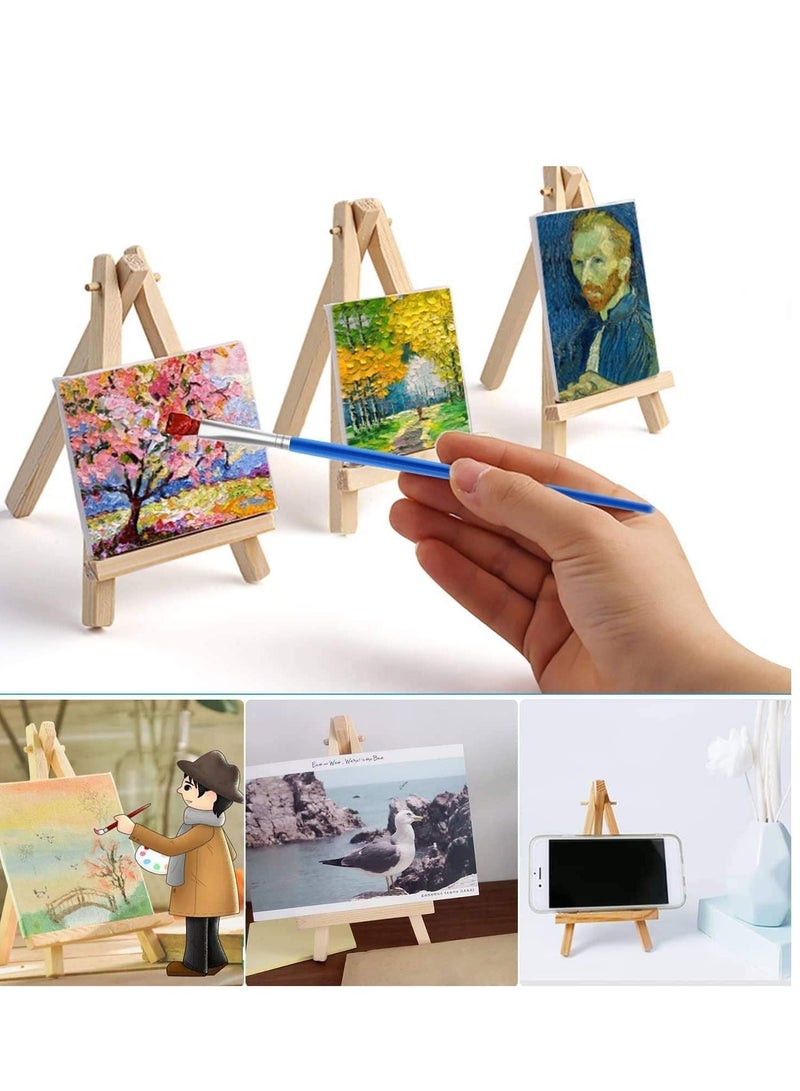 Mini Canvases with Easels 12 Pack Small Panel with Tabletop Panels and Pine Wood Easel Painting Kit for Artist Business Wedding Decoration