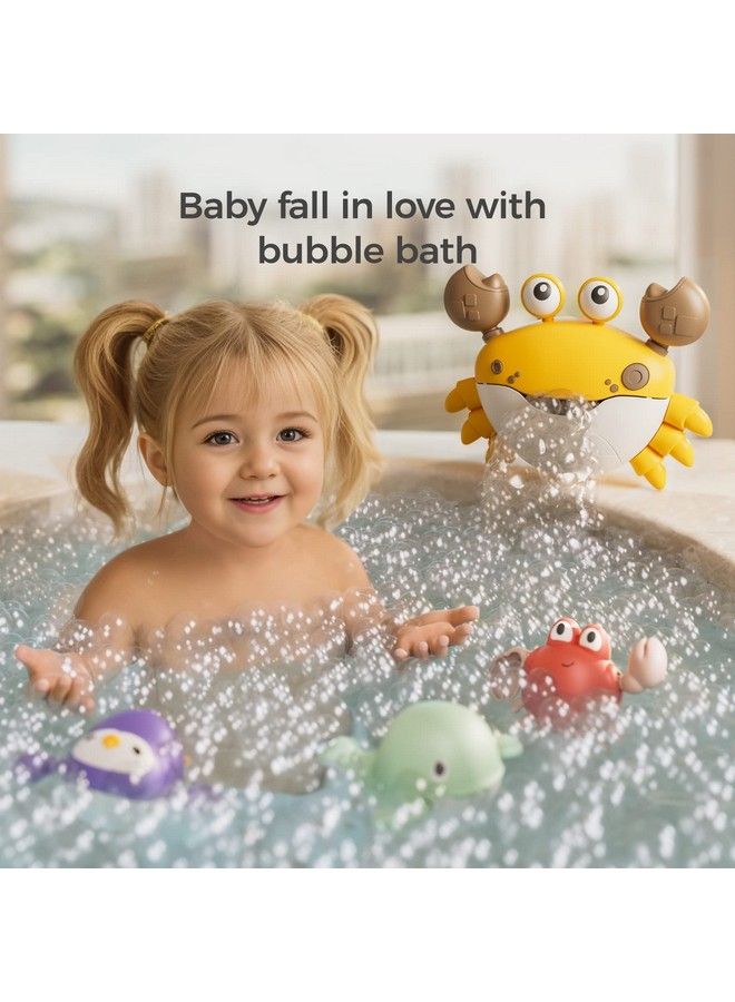 Tumama Baby Bath Toybath Bubble Maker Machine With Music3 Bathtub Windup Toyscrab Shower Water Toy For Toddlers Kids Boys Grils