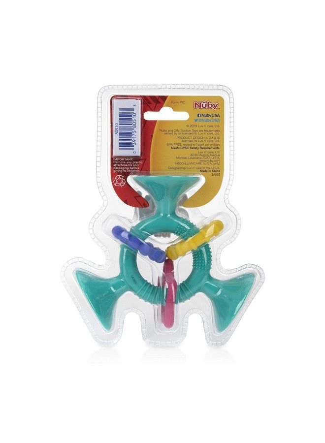 Silly Three Prong Interactive Suction Toy With Colorful Rings Aqua