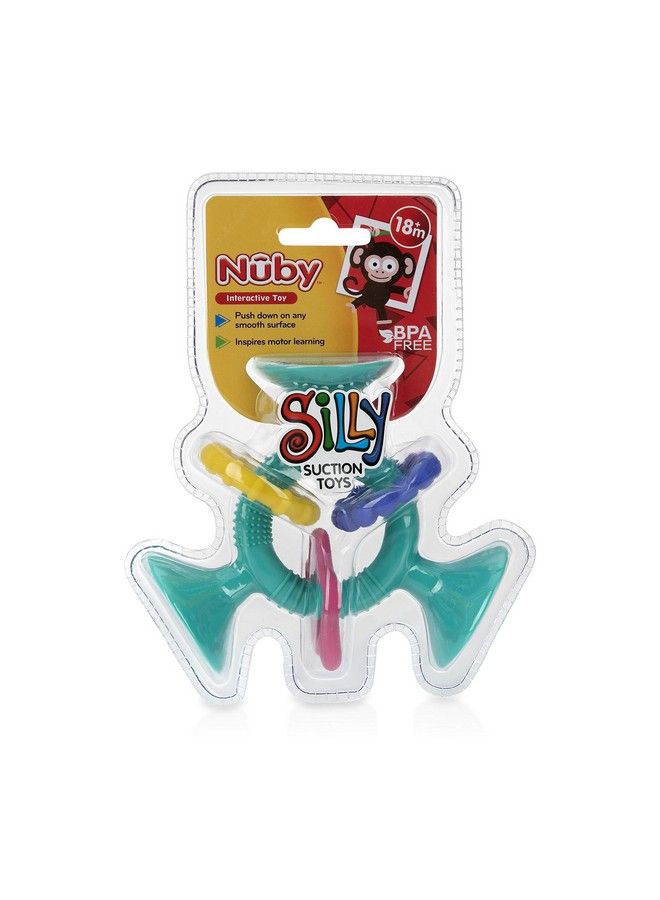 Silly Three Prong Interactive Suction Toy With Colorful Rings Aqua