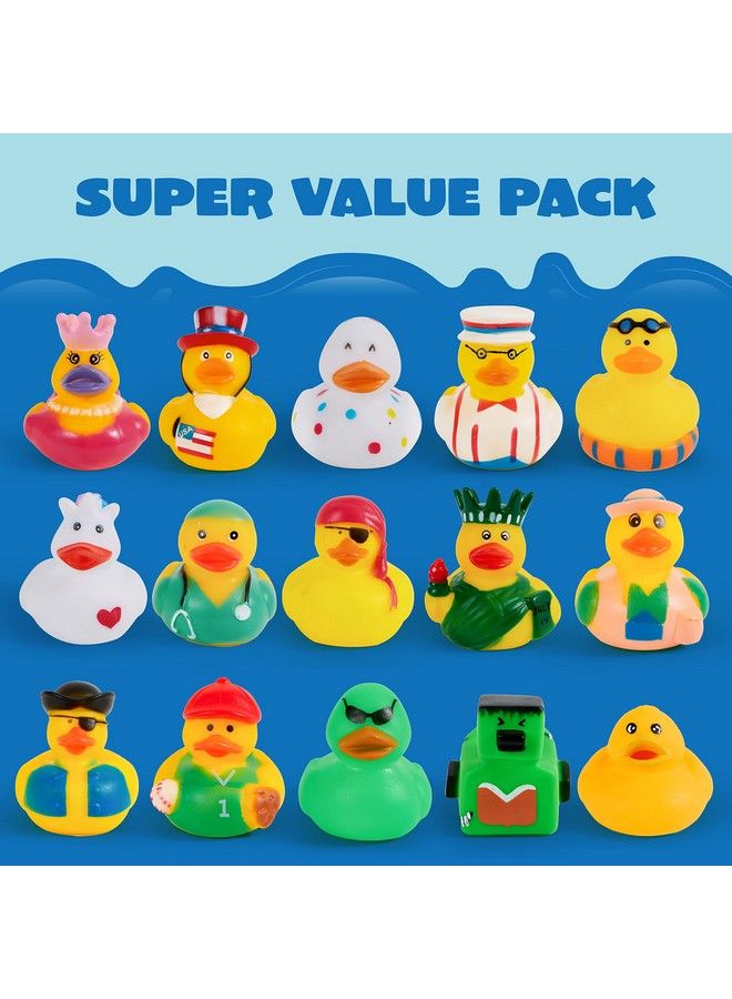 30 Pcs Rubber Ducks Assortment Mini Rubber Duckie Toys With Mesh Carry Bag For Kids Baby Bath Shower Toys Birthday Gifts Summer Beach Pool Activity Carnival Holiday Party Favors