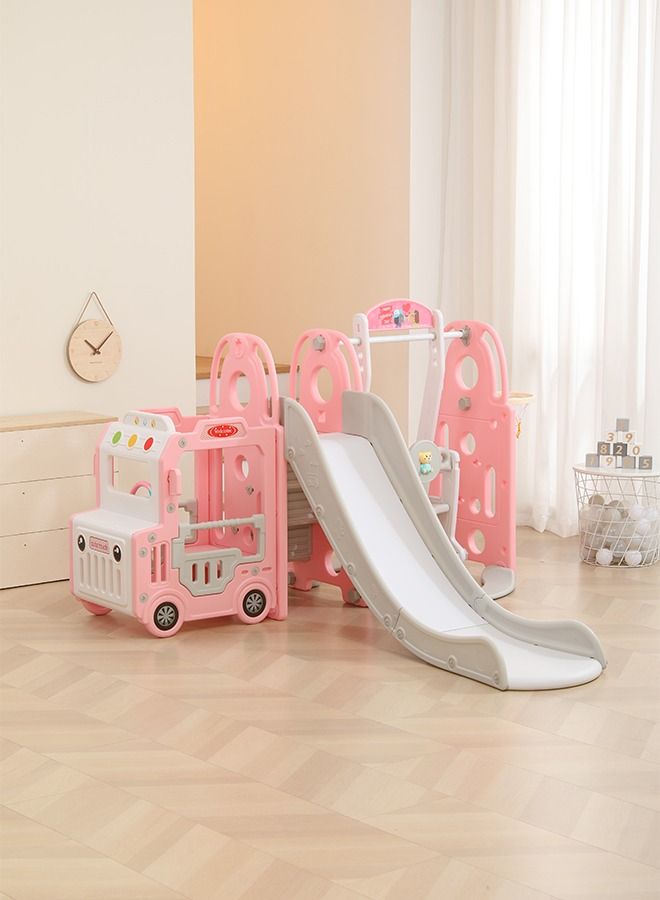 Bus Theme Durable Plastic Swing Slide Set For Kids Indoor