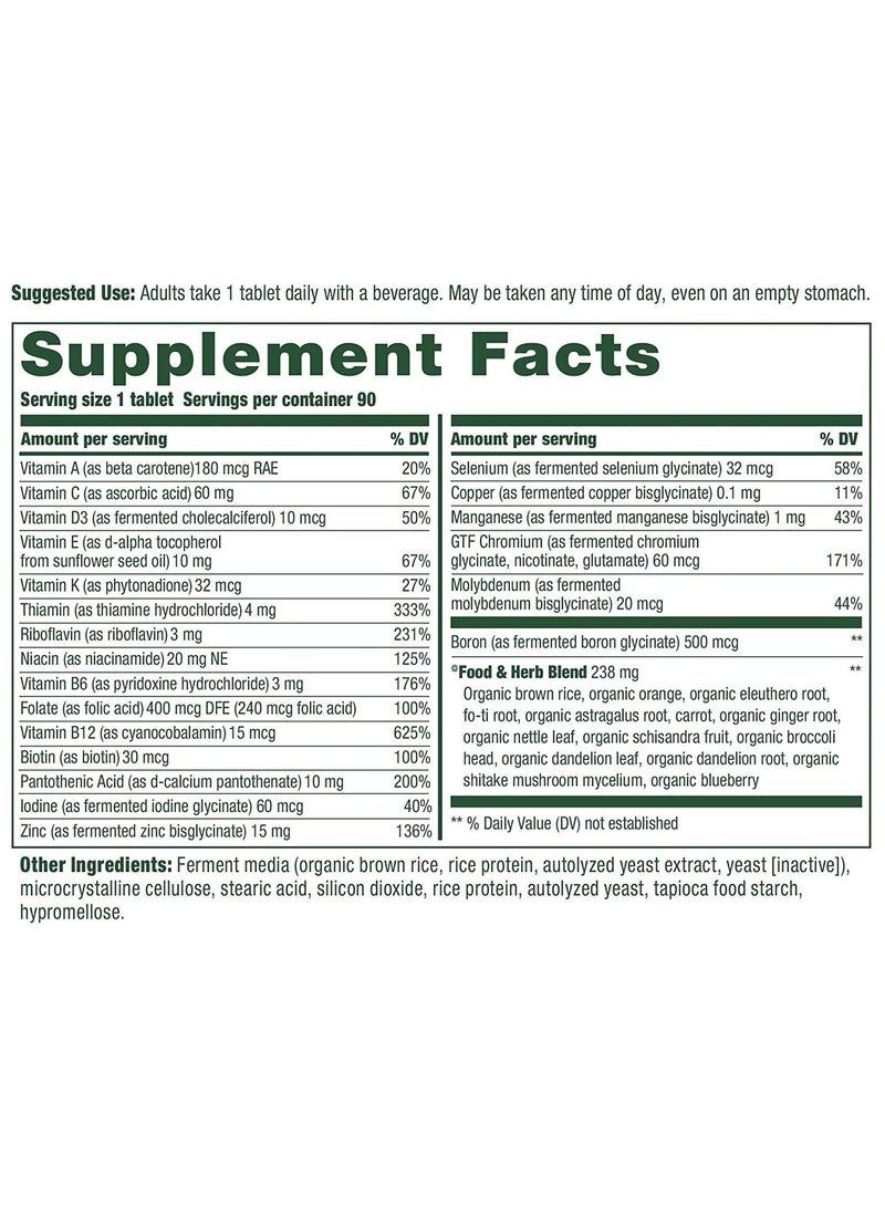 MegaFood Men's One Daily - Multivitamin Immune Support - Muscle Health Bone Health - Energy Metabolism Dietary Supplement 90 Teablets / 90 Servings