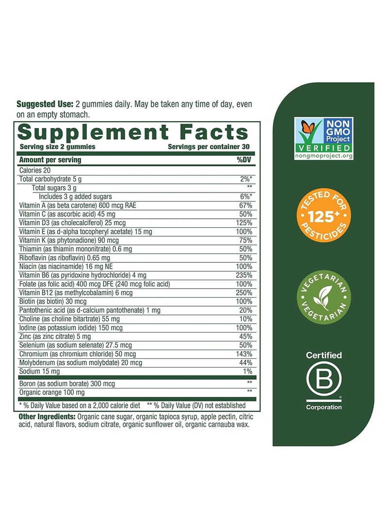 MegaFood Women's Multivitamin Support brain,Immune and bone health,Formulated with choline - Dietary Supplement 60 Gummies /30 Servings (Tangerine)