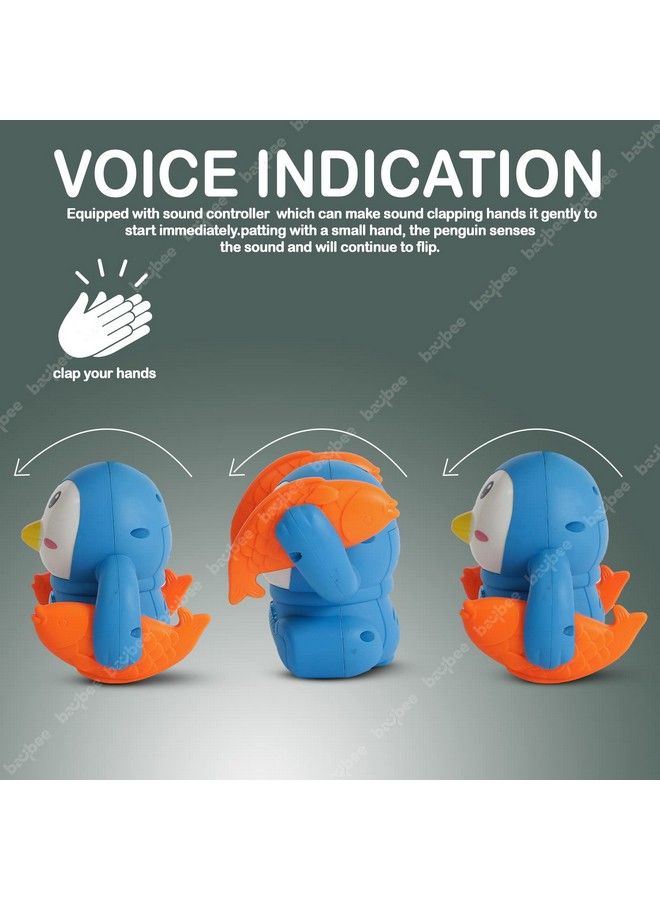 Tumbling Penguin Musical Toys For Baby Kids Crawling Toys With 360°Spinning & Rolling Music Light Sensor Control Dancing Penguin Sound Toy Tumbling Penguin Baby Toys 6 12 Months Boy Girl