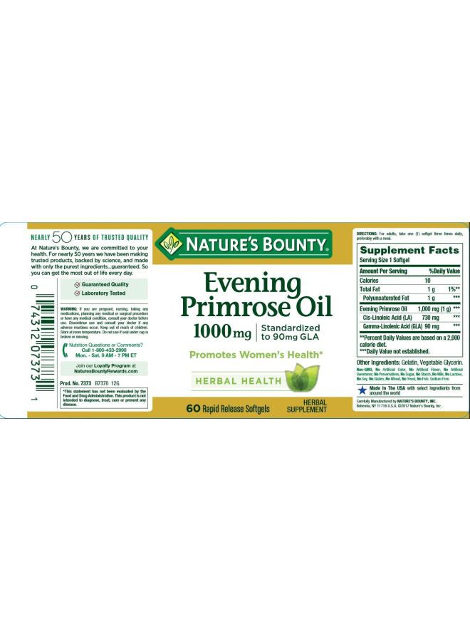 Pack Of 2 Evening Primrose Oil 1000mg Herbal Supplement - 60 Capsule