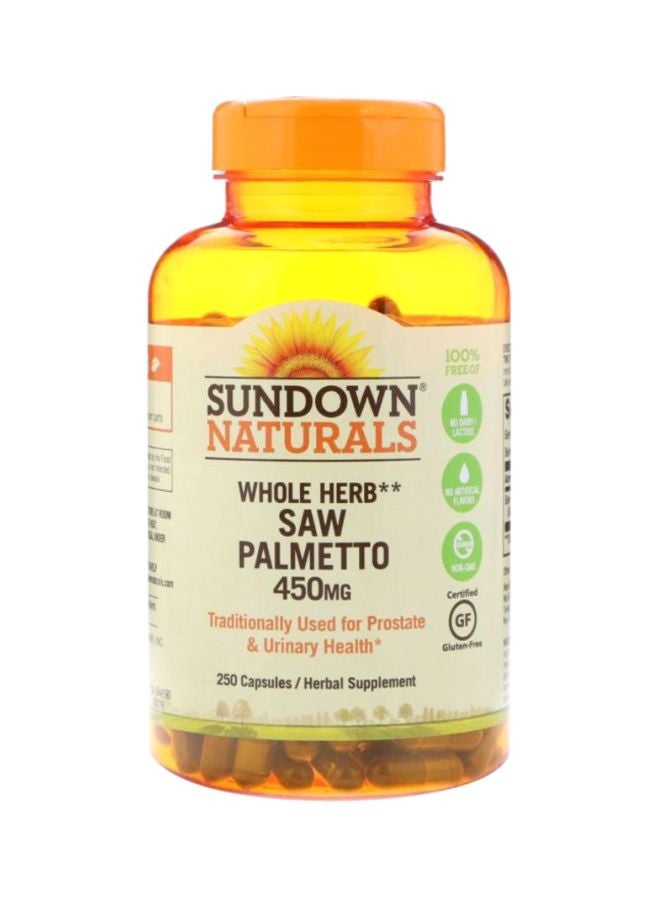 Whole Herb Saw Palmetto Herbal Supplement 450 mg - 250 Capsules