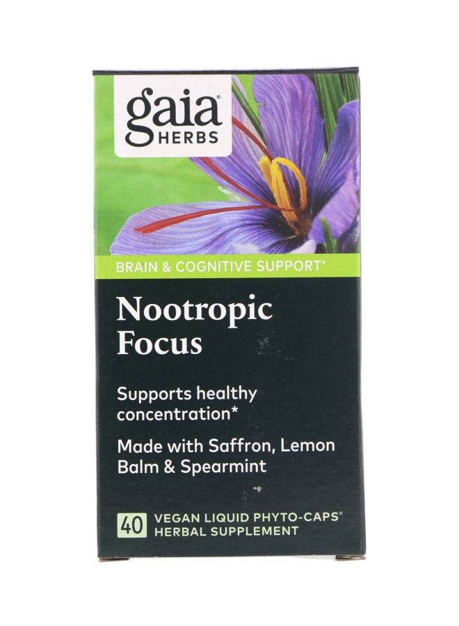 Nootropic Focus Herbal Supplement - 40 Vegan Liquid Phyto-Caps