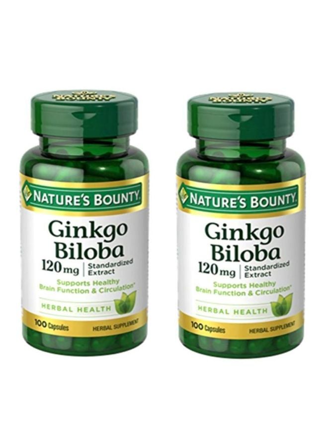 Pack Of 2 Ginkgo Biloba Herbal Supplement - 100 Capsules