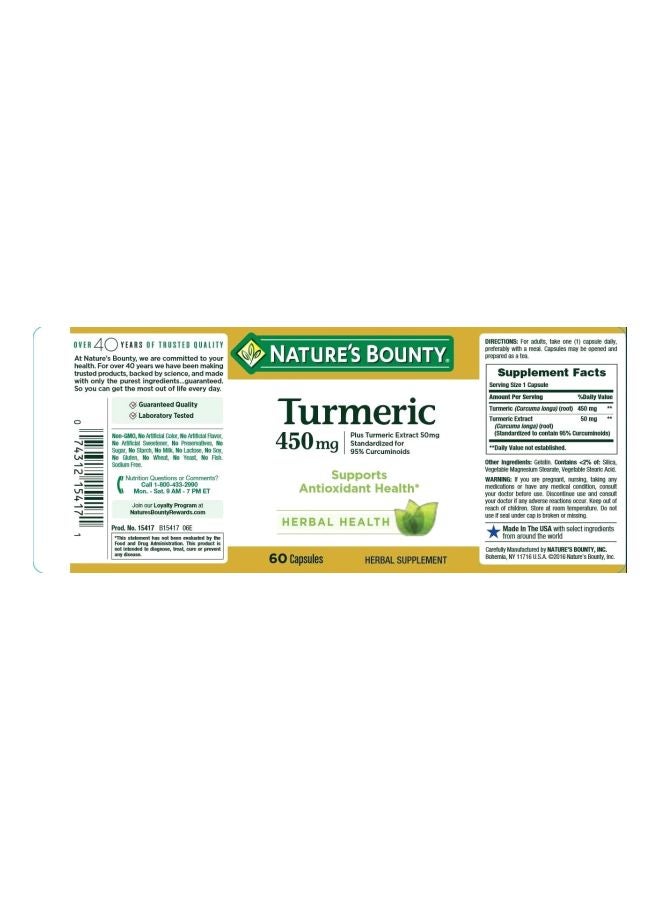 Turmeric Dietary Supplements 450mg - 60 Capsules