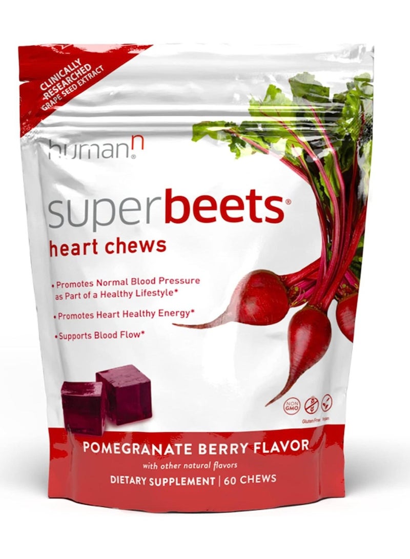 Grape Seed Extract and Non GMO Beet Energy Chews Pomegranate Berry Flavor 60 Count