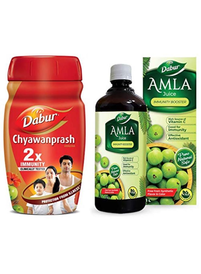 Dabur Chyawanprash 2X Immunity  1kg & Dabur Amla Ayurvedic Juice: 100% Ayurvedic Health Juice  1L