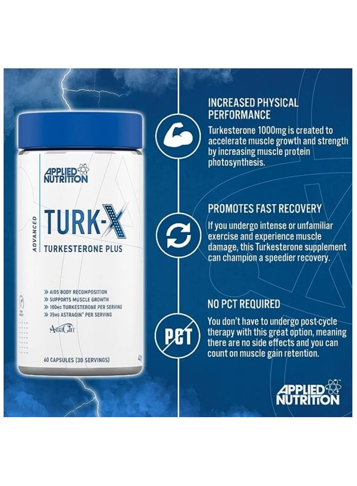 Turk-X 100Mg Turkesterone Per Serving - 1000Mg Ajuga Turkestanica Astragin Plant-Based Veggie Capsules Suitable For Vegans And Vegetarians.