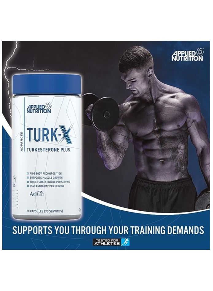 Turk-X 100Mg Turkesterone Per Serving - 1000Mg Ajuga Turkestanica Astragin Plant-Based Veggie Capsules Suitable For Vegans And Vegetarians.