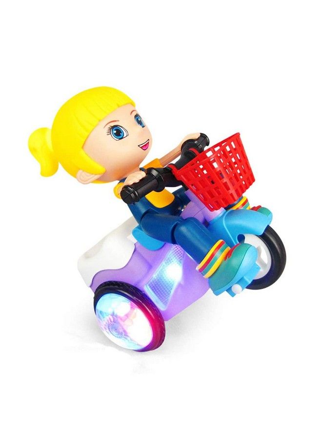 Stunt Bicycle Toy For Boys Girls Kids To Play With Basket And Rotating 360 Degree With Light And Music Features(Purple)