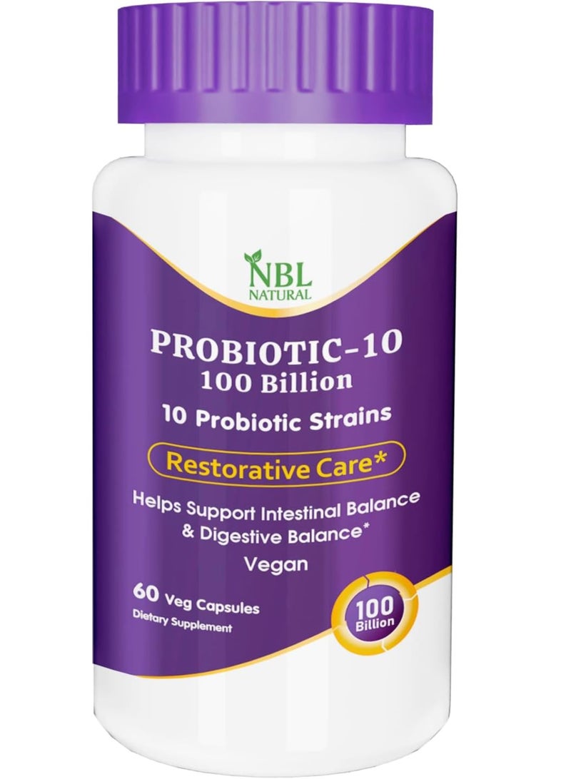 Probiotic-10, 100 Billion, with 10 Probiotics Strains, 60 Veg Capsules