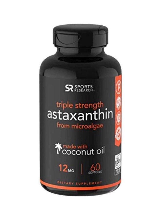 Triple Strength Astaxanthin Dietary Supplement 12mg - 60 Softgels