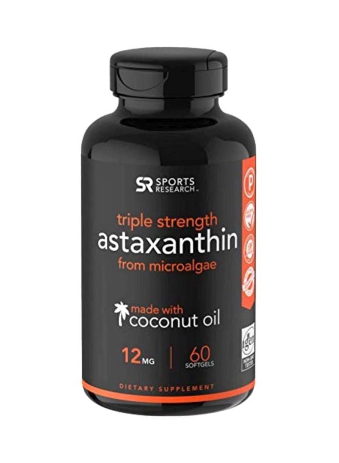 Triple Strength Astaxanthin Dietary Supplement 12mg - 60 Softgels