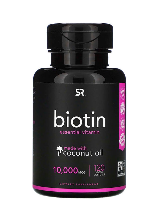 Biotin 10000 MCG Dietary Supplement - 120 Veggie Softgels