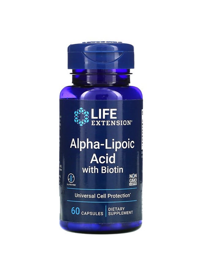 Alpha-Lipoic Acid With Biotin Dietary Supplement 250 Mg - 60 Capsules